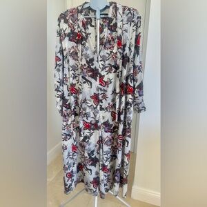 Isabel Marant White Maxi Dress with Red and Black Floral Motif, Unique details